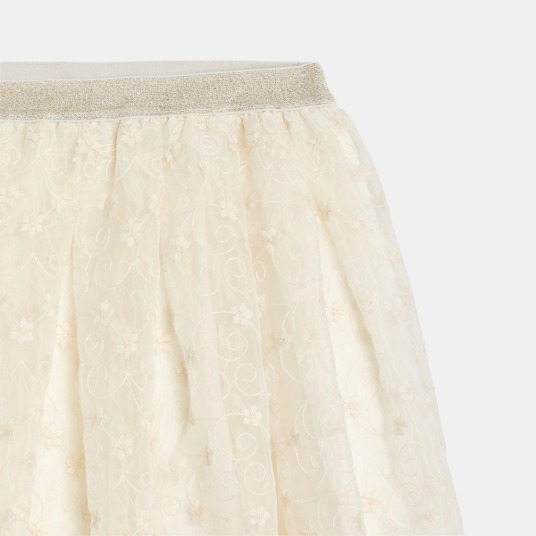 تنورة واسعة بيضاء مطرز للفتيات